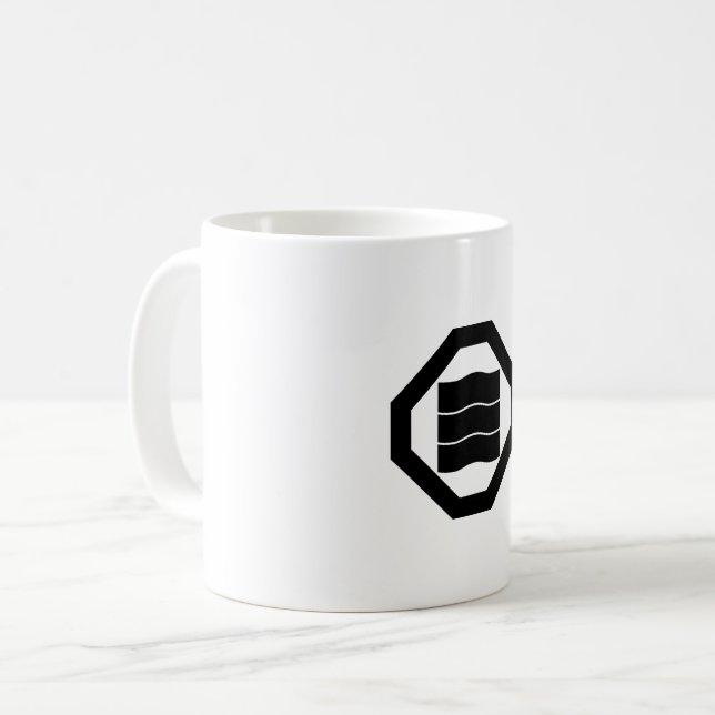 Wave-förmige Kanji-Zeichen für drei Zeichen auf Tr Kaffeetasse (Vorderseite Links)