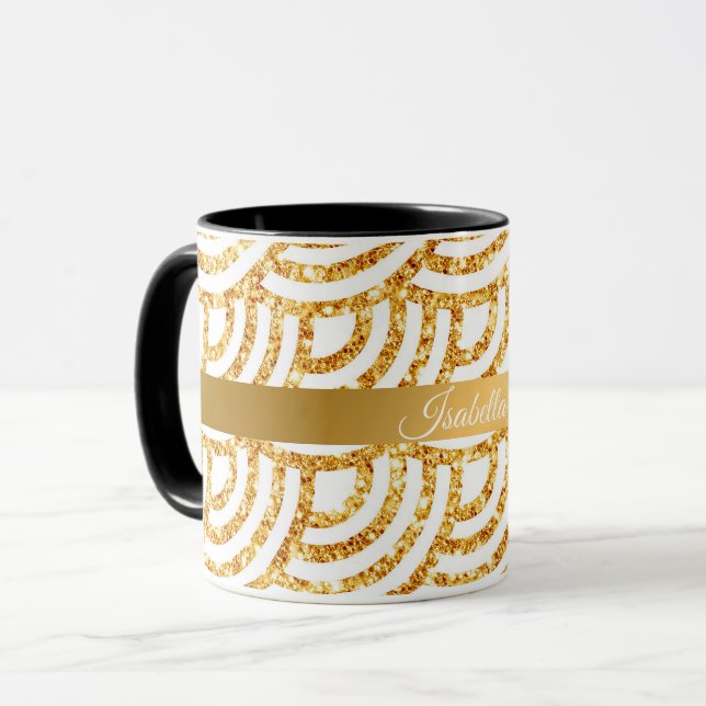 Wave Gold Sun Glitzer Boho Popular Collection Tasse (Vorderseite Links)