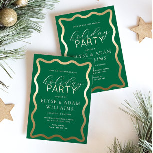 Wave Green Holiday Party Folieneinladung