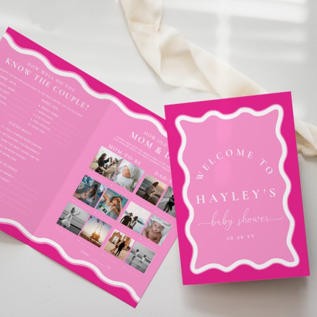 Wave Hot Pink Baby Showhandbuch (Baby Shower Game Booklet Wave Hot Pink )