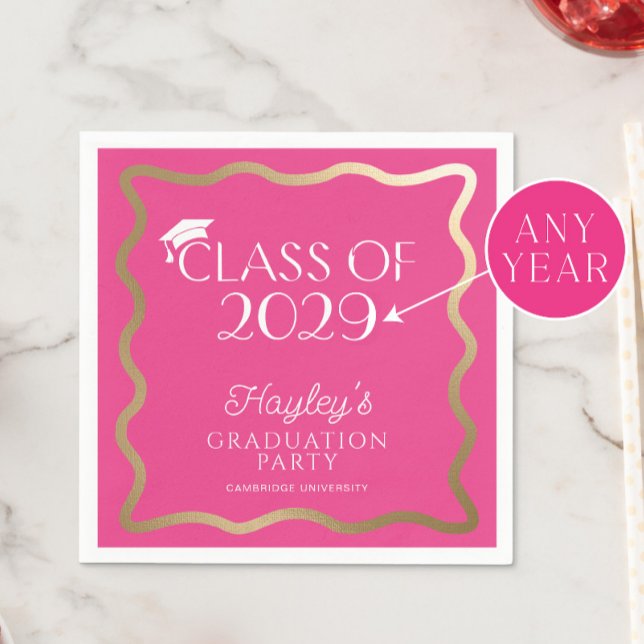 Wave Hot Pink Graduation Party Willkommen Serviette (Von Creator hochgeladen)