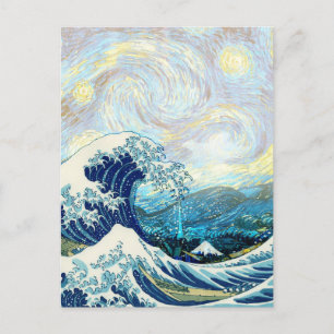 WAVE KANAGAWA IN STARRY NIGHT HINTERGRUND POSTKARTE