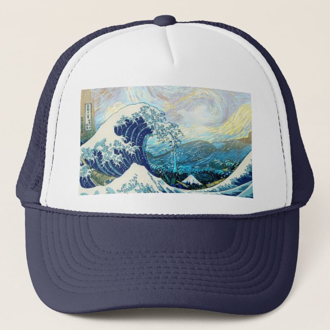 WAVE KANAGAWA IN STARRY NIGHT HINTERGRUND TRUCKERKAPPE (Vorderseite)