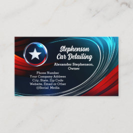 Wave Logo Patriotic Red White Blue Star Contractor Visitenkarte