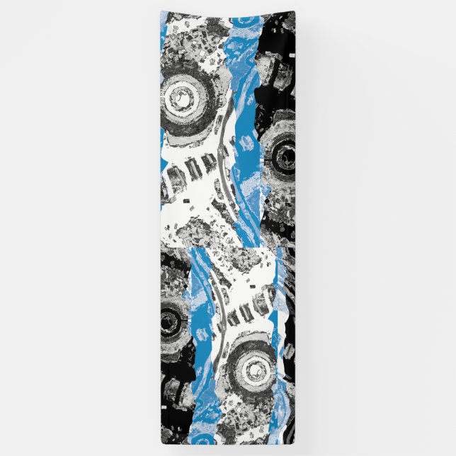 Wave Mechanism Symmetrical  Abstract Vinyl Banner (Vertikal)