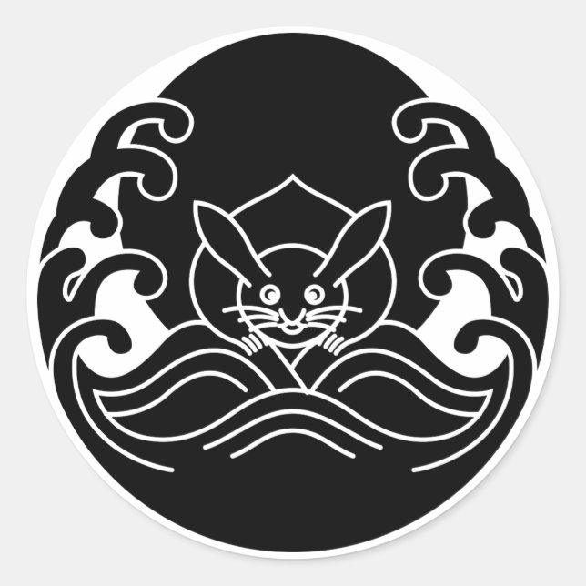 Wave Mond Kaninchen Runder Aufkleber (Vorderseite)