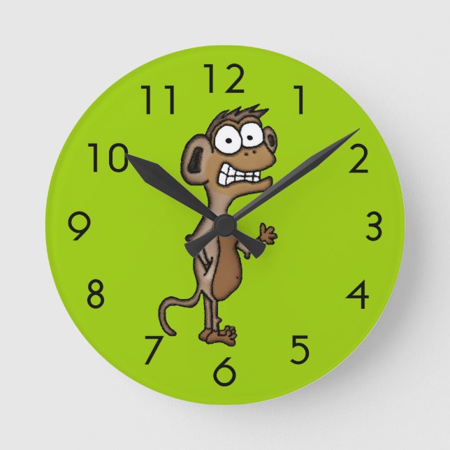 Wave Monkey Runde Wanduhr (Vorderseite)