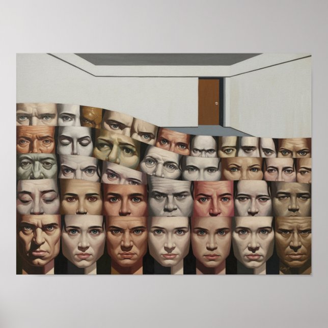 "Wave of Faces" Design Print Poster Wall Art (Vorne)