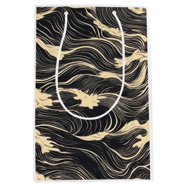 Wave Pattern Küstenstil Mittlere Geschenktüte (Vorderseite)