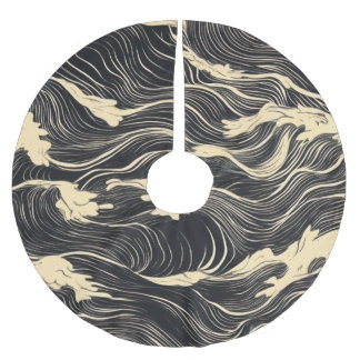 Wave Pattern Küstenstil Polyester Weihnachtsbaumdecke