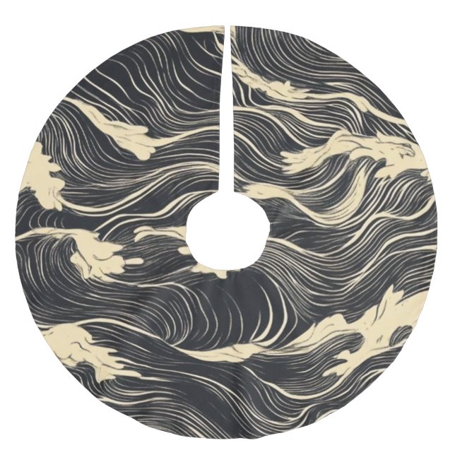 Wave Pattern Küstenstil Polyester Weihnachtsbaumdecke (Vorderseite)