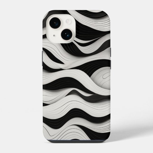 Wave Pattern Line Art iPhone Hülle (Rückseite)