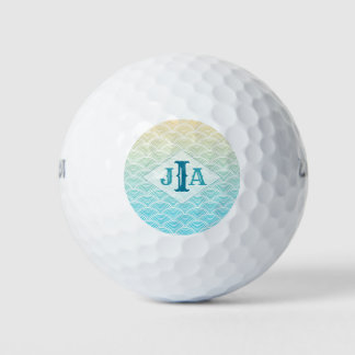 Wave Pattern Mermaid Monogram Golfball