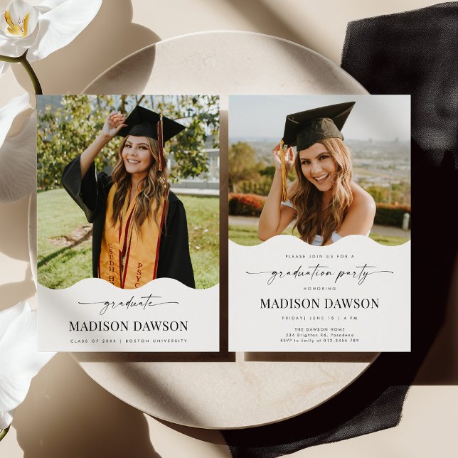 Wave Photo Graduation Party Invite Announcement Einladung (Von Creator hochgeladen)