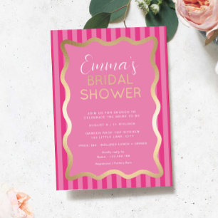 Wave Pink Hot Pink Stripe Brautparty Folieneinladung