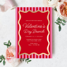 Wave Red Pink Stripe Valentinstag Brunch