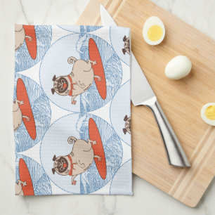 Wave reitet Hund auf Surfboard Schal Band mit Happ Geschirrtuch