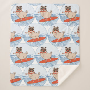 Wave reitet Hund auf Surfboard Schal Band mit Happ Sherpadecke