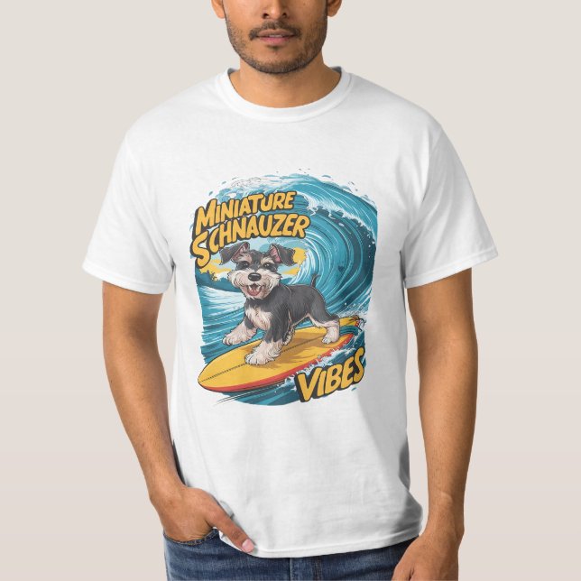 Wave Rider Miniatur Schnauzer Hunde Epic Surfing T-Shirt (Vorderseite)