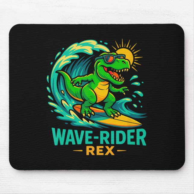 Wave-rider Rex Lustiger Surfen-Dinosaurier T-Rex S Mousepad (Vorne)