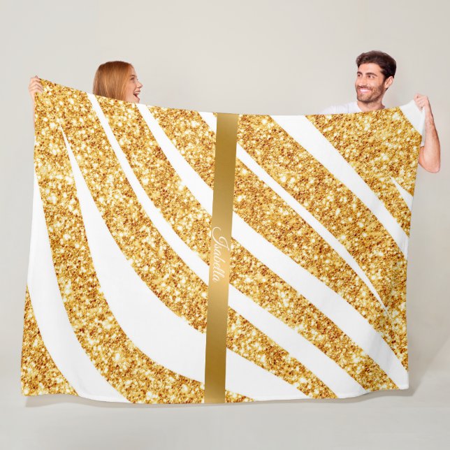 Wave Sea Gold Glitzer Boho Popular Collection Fleecedecke (Beispiel)
