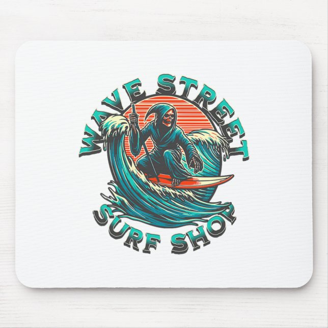 Wave Street Retro Urlaub Strand Surfen Schädel Gra Mousepad (Vorne)