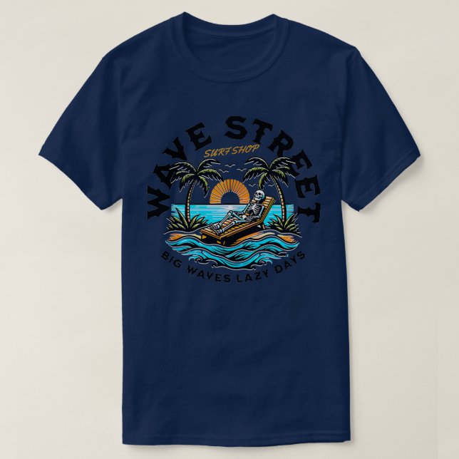 Wave Street Skeleton auf dem Beach TShirt (Design vorne)
