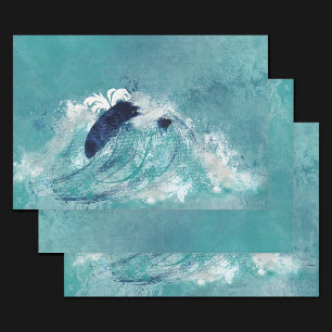 Wave Sublimierung   Nautical Tidal Water Blue Gree Geschenkpapier Set