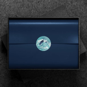Wave Sublimierung Nautical Tidal Water Blue Gree Runder Aufkleber