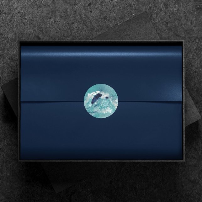 Wave Sublimierung | Nautical Tidal Water Blue Gree Runder Aufkleber (Von Creator hochgeladen)