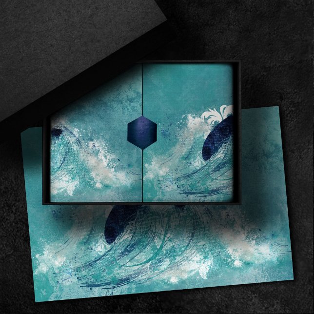 Wave Sublimierung | Nautical Tidal Water Blue Gree Seidenpapier (Von Creator hochgeladen)