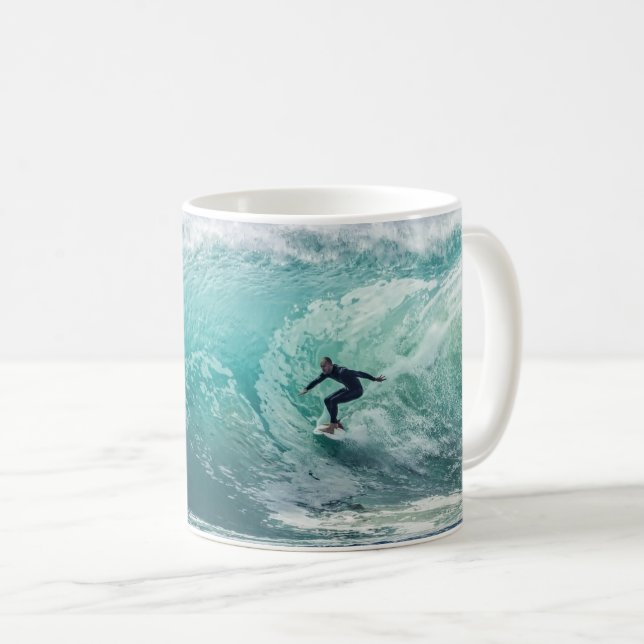 Wave, Surfer, schöne Landschaft Kaffeetasse (VorderseiteRechts)