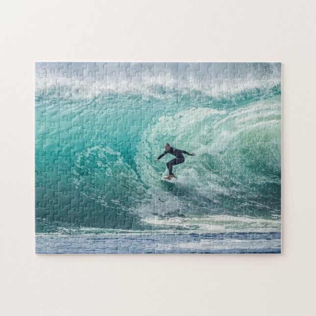 Wave Surfer Surfen Sport Blauer Ozean Puzzle (Horizontal)
