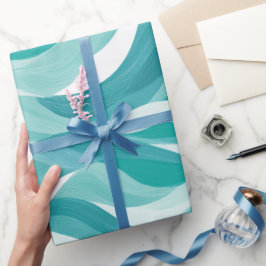 Wave Teal Aqua Motion White Abstract Pattern Geschenkpapier
