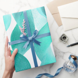 Wave Teal Aqua Motion White Abstract Pattern Geschenkpapier