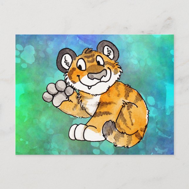 Wave Tiger Cub Postcard Postkarte (Vorderseite)