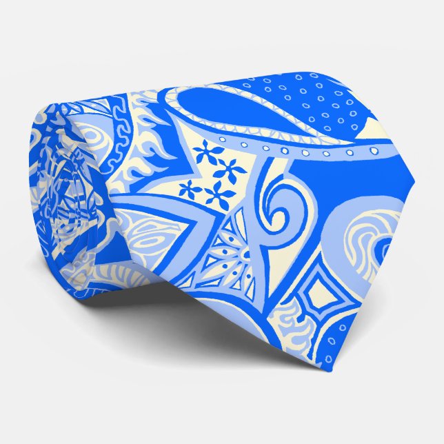 Wave Trip Floral Paisley Zwei-Seiten-Printed Krawatte (Gerollt)