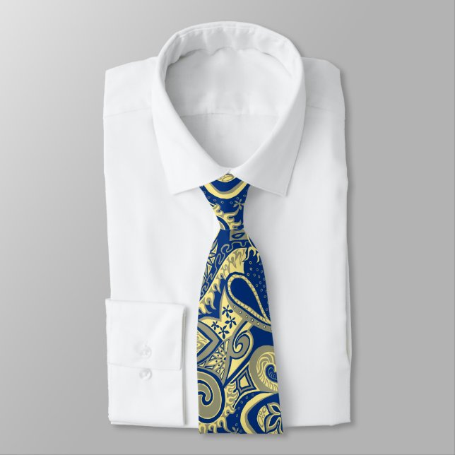 Wave Trip Floral Paisley Zwei-Seiten-Printed Krawatte (Gebunden)