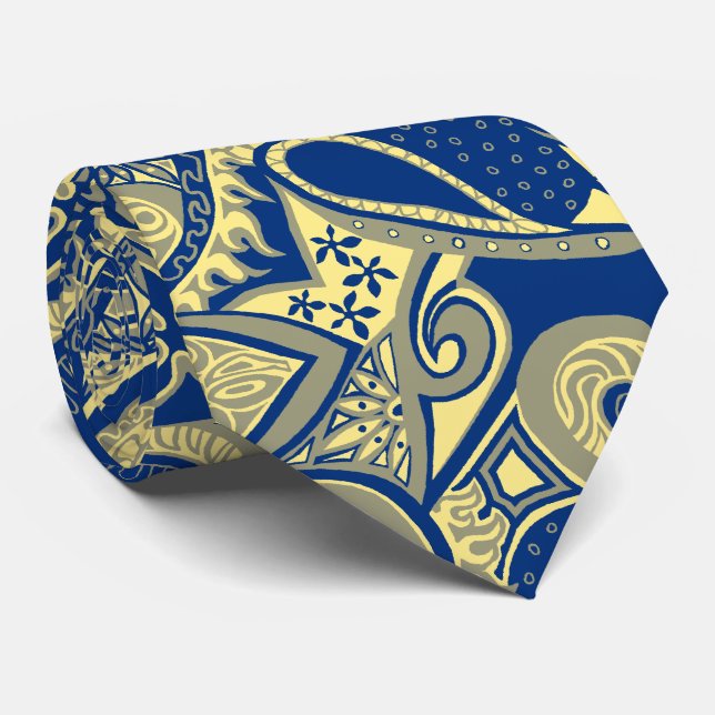 Wave Trip Floral Paisley Zwei-Seiten-Printed Krawatte (Gerollt)