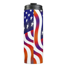 Wave USA Flag rot, weiß und blau Thermosbecher