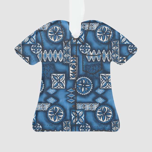 Wave Warrior Hawaiian Primitive Tapa Aloha Shirt Ornament (Vorderseite)