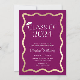 Wave Wine Gold Graduation Party Einladung