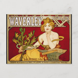 Waverley Cycles - Art Nouveau - Alphonse Mucha Postkarte