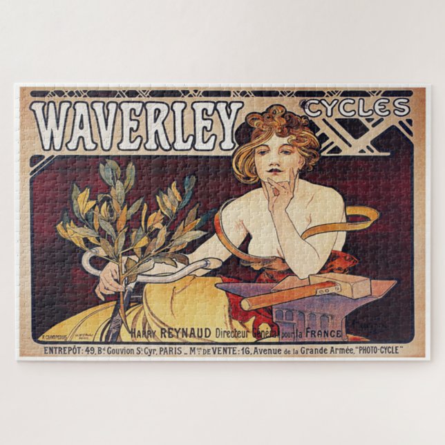 Waverley Cycles von Alphonse Mucha Puzzle (Horizontal)