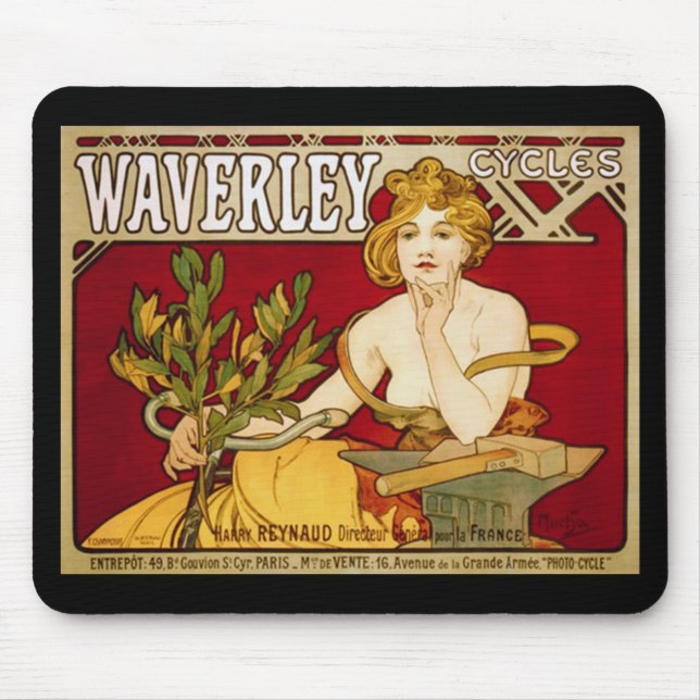 Waverley fährt - Kunst Nouveau - Alphonse Mucha Mousepad (Vorne)