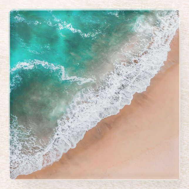 Waves am Sandy Beach Glasuntersetzer (Vorderseite)