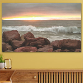 Waves and Boulders 0893 Art Print Poster