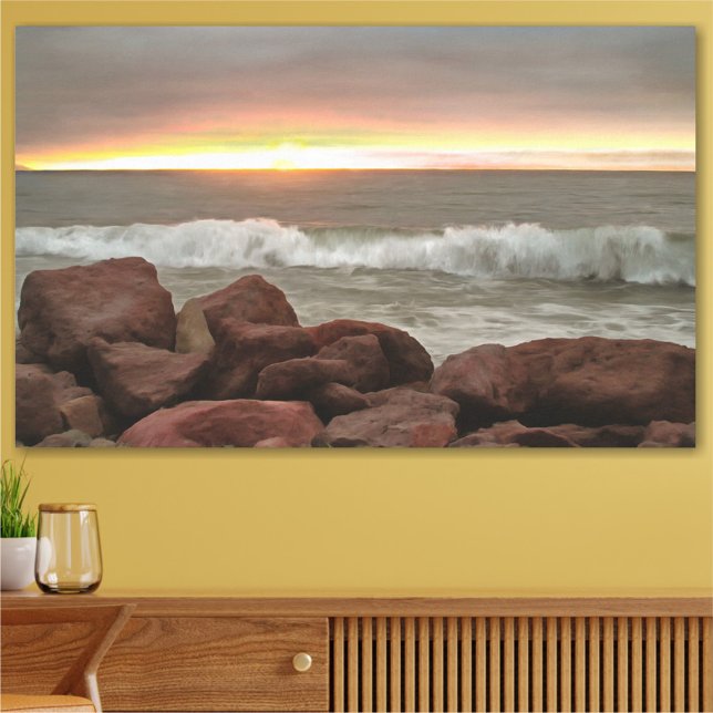 Waves and Boulders 0893 Art Print Poster (Von Creator hochgeladen)