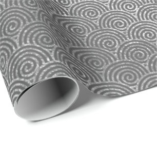 Waves Art Deco Silver Gray Spirale Circles Infinit Geschenkpapier