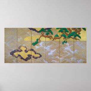 Waves at Matsushima (Right), Tawaraya Sotatsu Poster